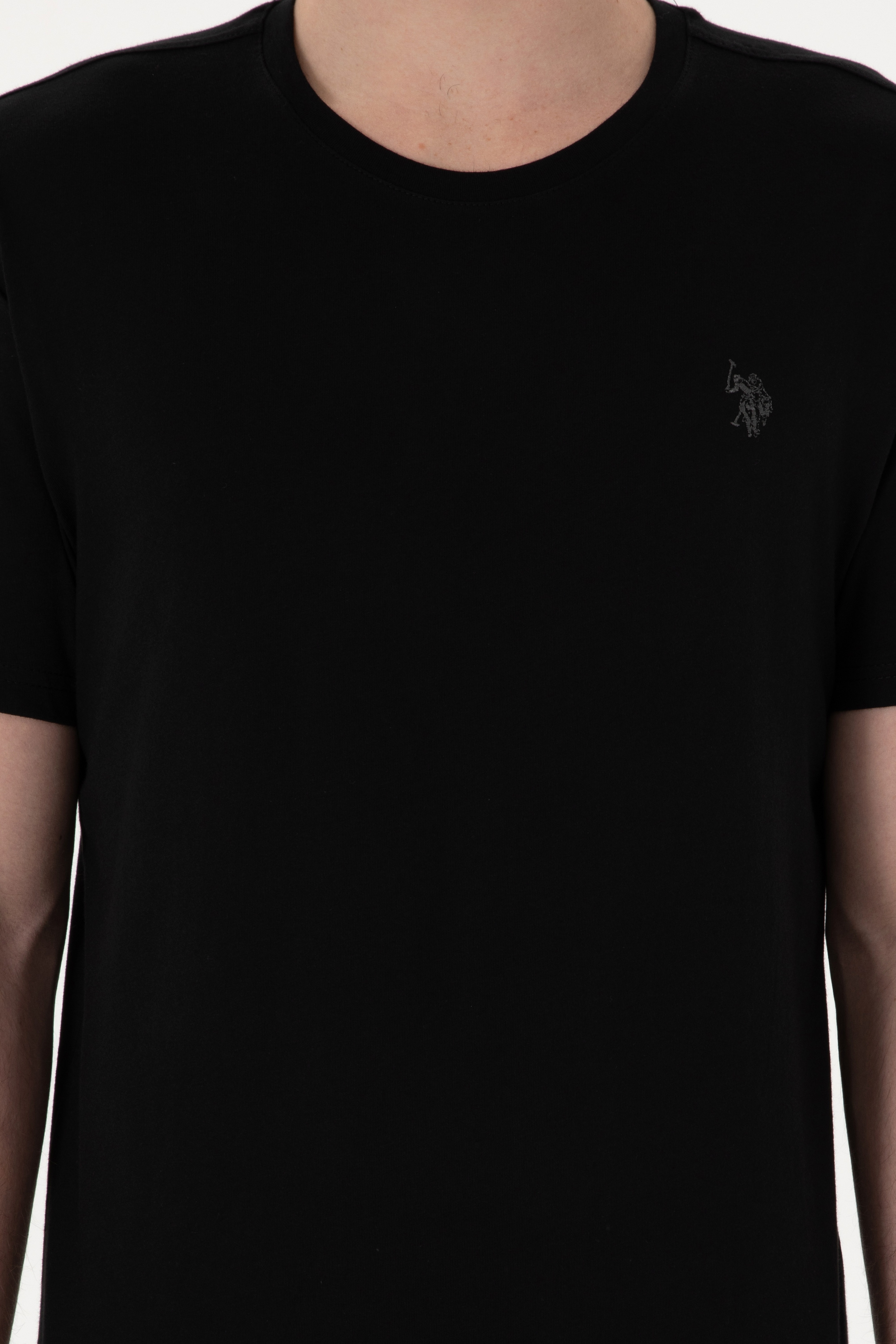 Erkek Regular Fit Bisiklet Yaka Siyah Basic Tişört - Image 6