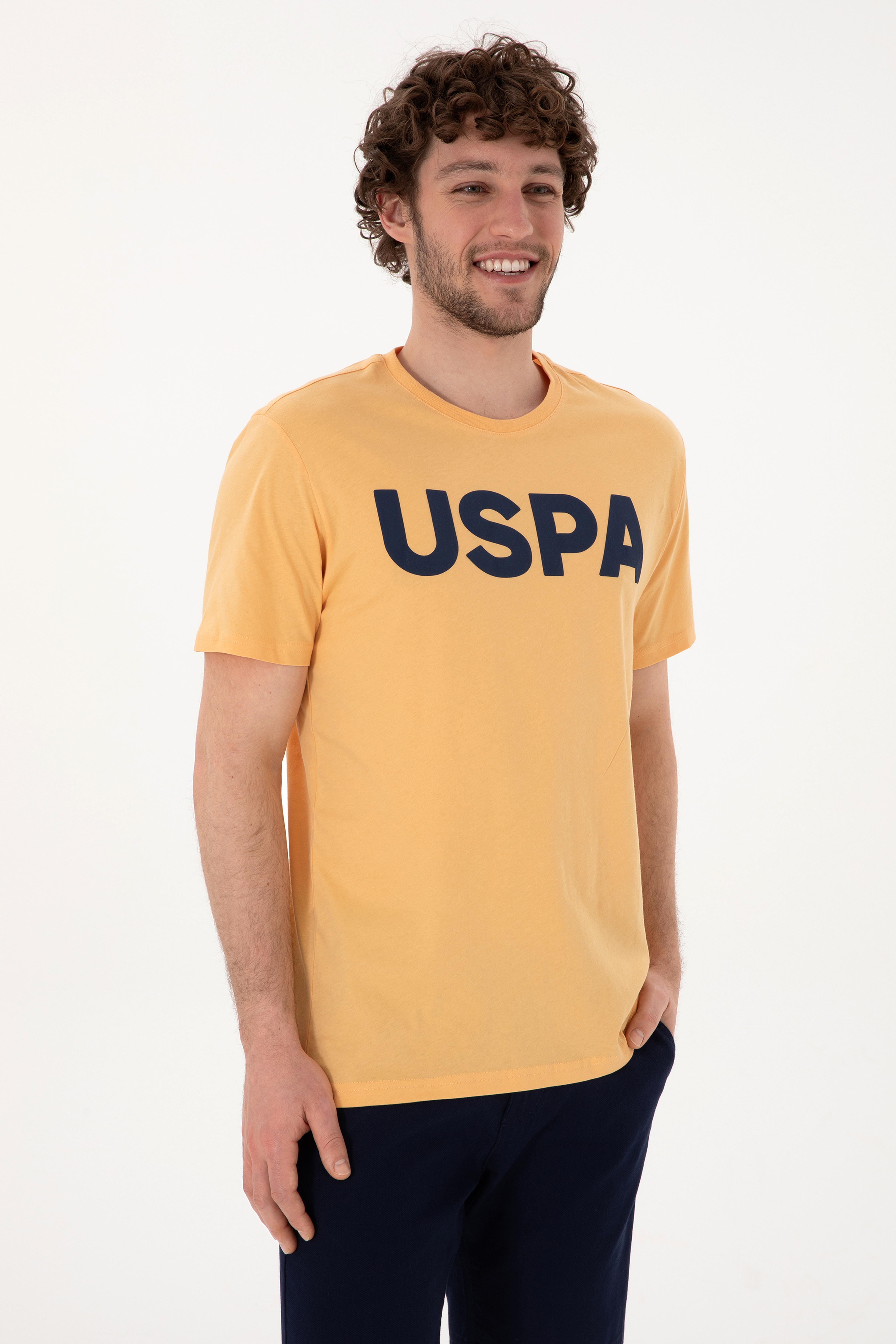 Erkek Regular Fit Bisiklet Yaka Kavun Basic Tişört - Image 3