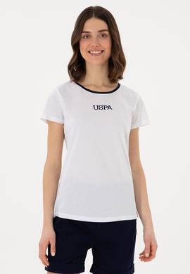 Kadın Beyaz Bisiklet Yaka Tişört - 50305765001