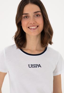 Kadın Beyaz Bisiklet Yaka Tişört - 50305765001