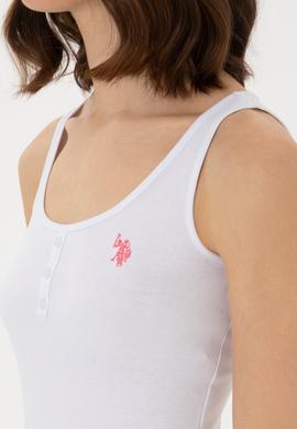 Kadın Beyaz Kolsuz Bisiklet Yaka Basic Tişört - 50300895003