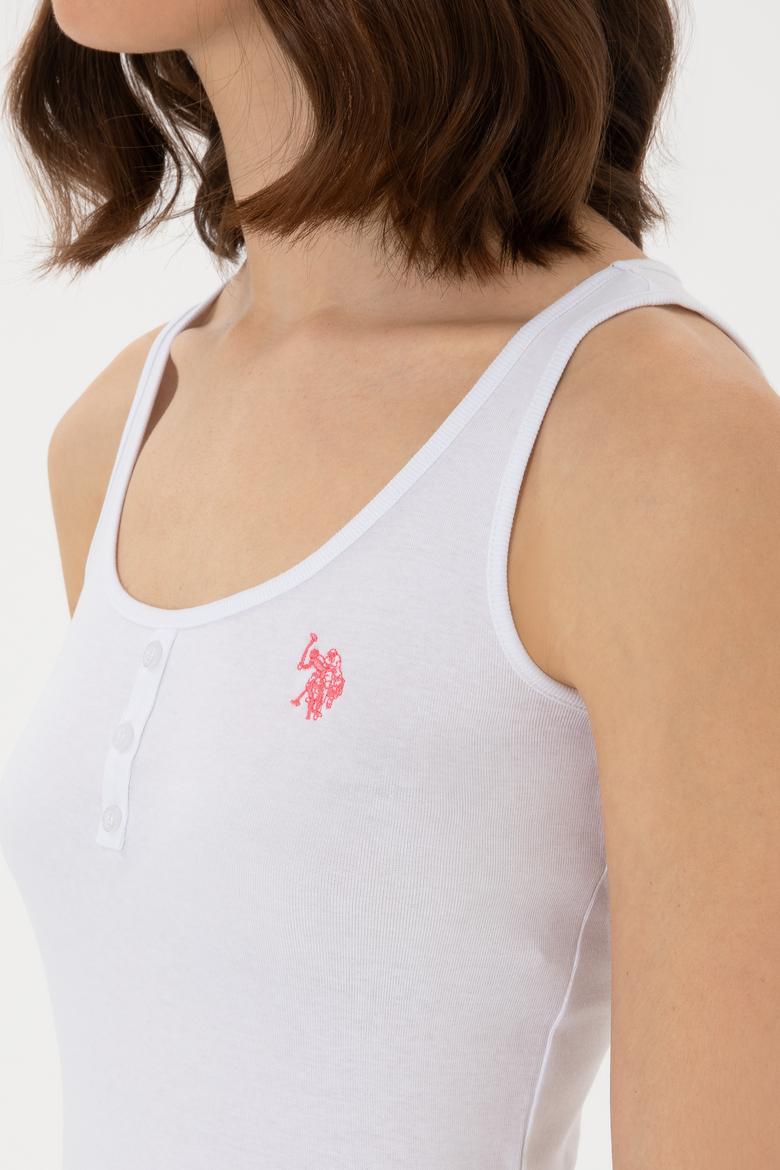 Kadın Beyaz Kolsuz Bisiklet Yaka Basic Tişört - 50300895003