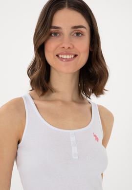 Kadın Beyaz Kolsuz Bisiklet Yaka Basic Tişört - 50300895003