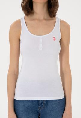 Kadın Beyaz Kolsuz Bisiklet Yaka Basic Tişört - 50300895003