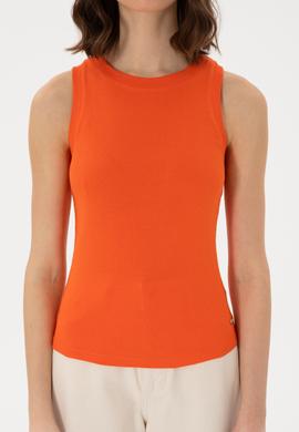 Kadın Nar Çiçeği Kolsuz Bisiklet Yaka Basic Tişört - 50300904044