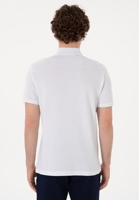 Erkek Slim Fit Polo Yaka Beyaz Basic Tişört - 50297984054