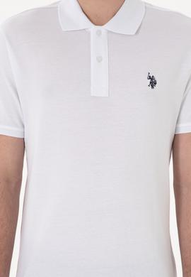 Erkek Slim Fit Polo Yaka Beyaz Basic Tişört - 50297984054