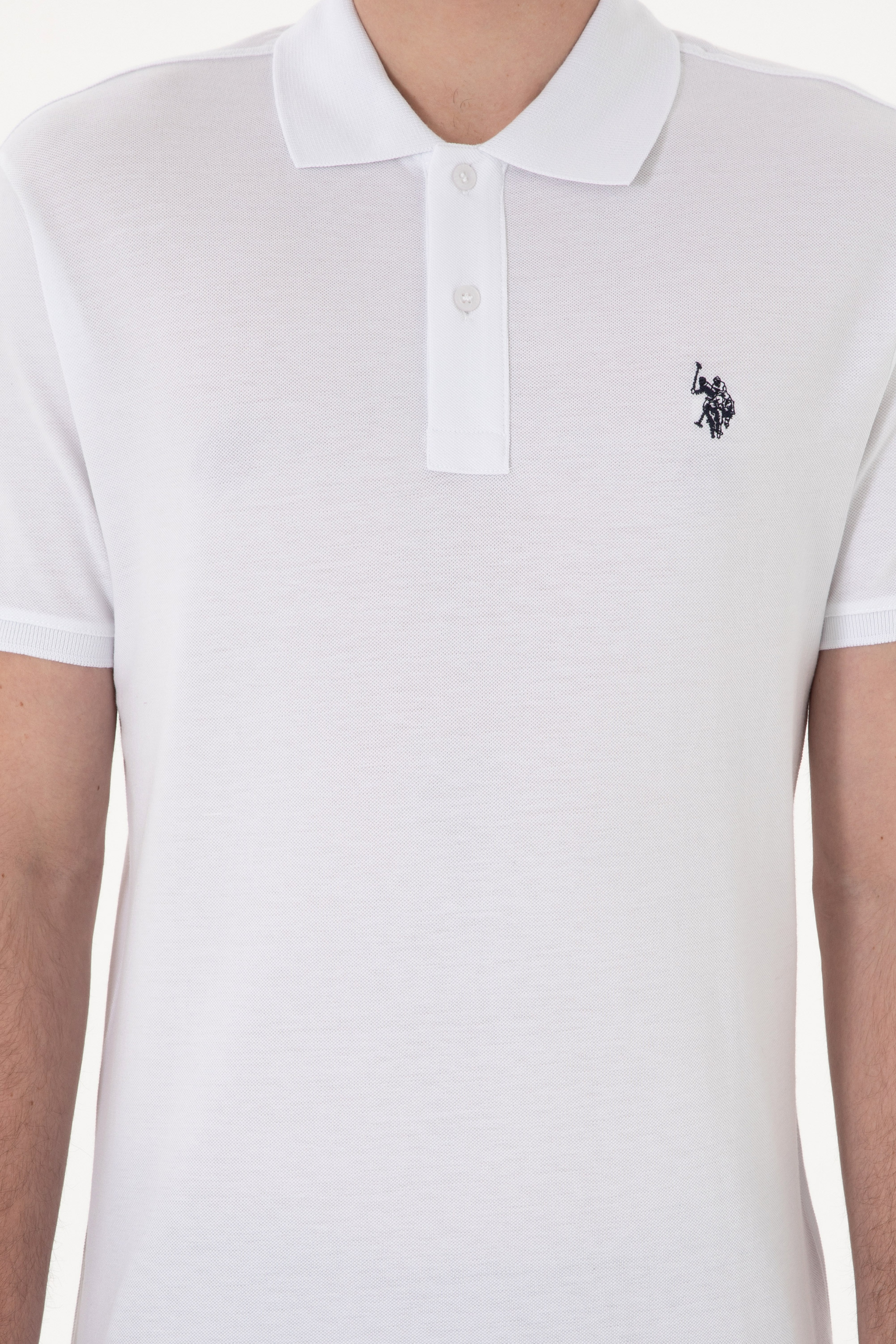 Erkek Slim Fit Polo Yaka Beyaz Basic Tişört
