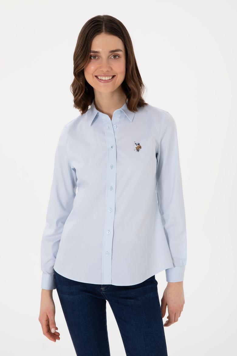 Kadın Açık Mavi Uzun Kollu Basic Gömlek - 50298089004