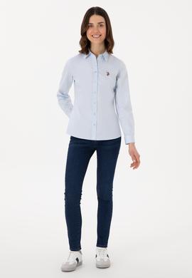 Kadın Açık Mavi Uzun Kollu Basic Gömlek - 50298089004