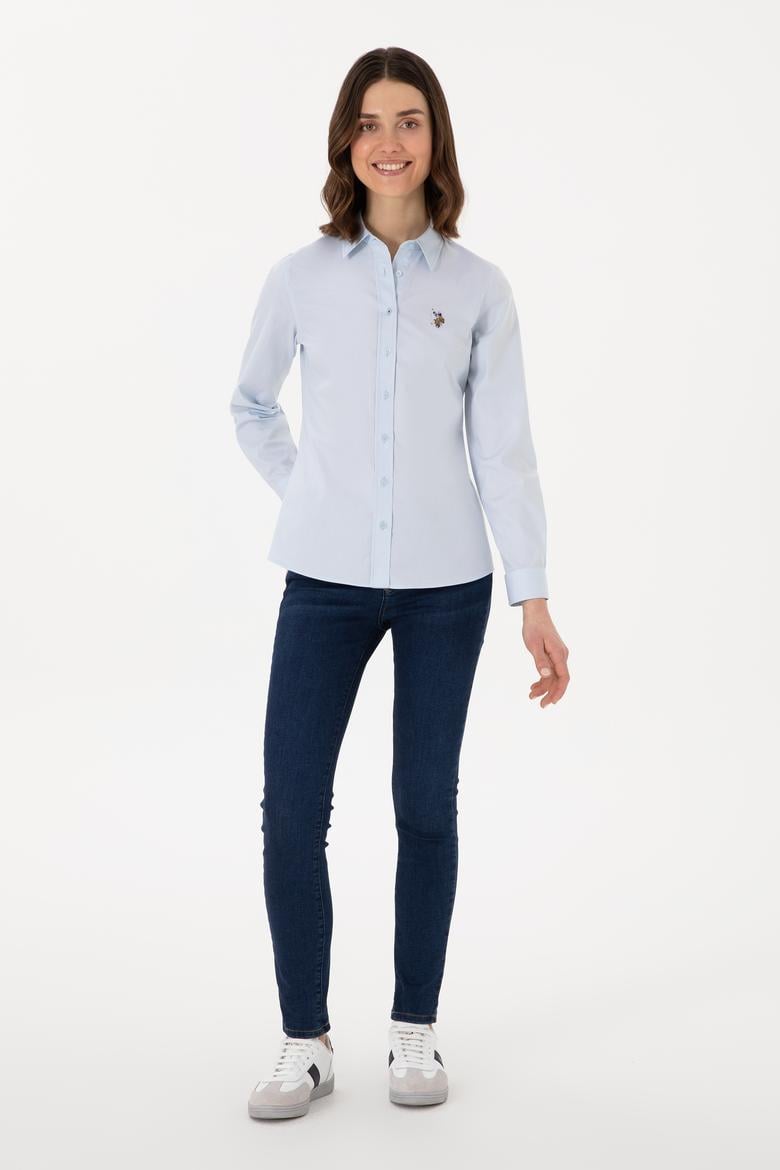 Kadın Açık Mavi Uzun Kollu Basic Gömlek - 50298089004
