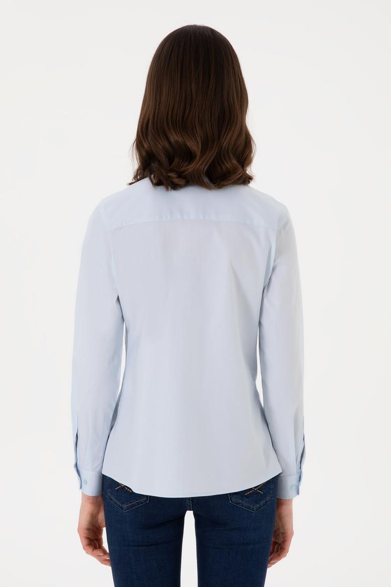 Kadın Açık Mavi Uzun Kollu Basic Gömlek - 50298089004