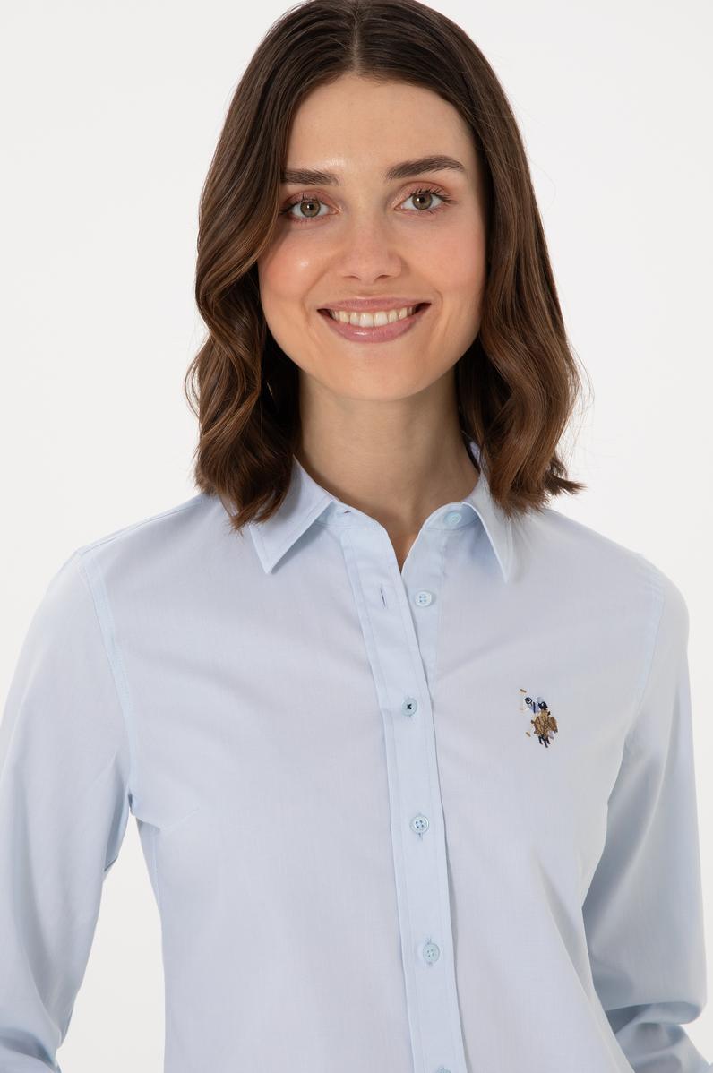 Kadın Açık Mavi Uzun Kollu Basic Gömlek