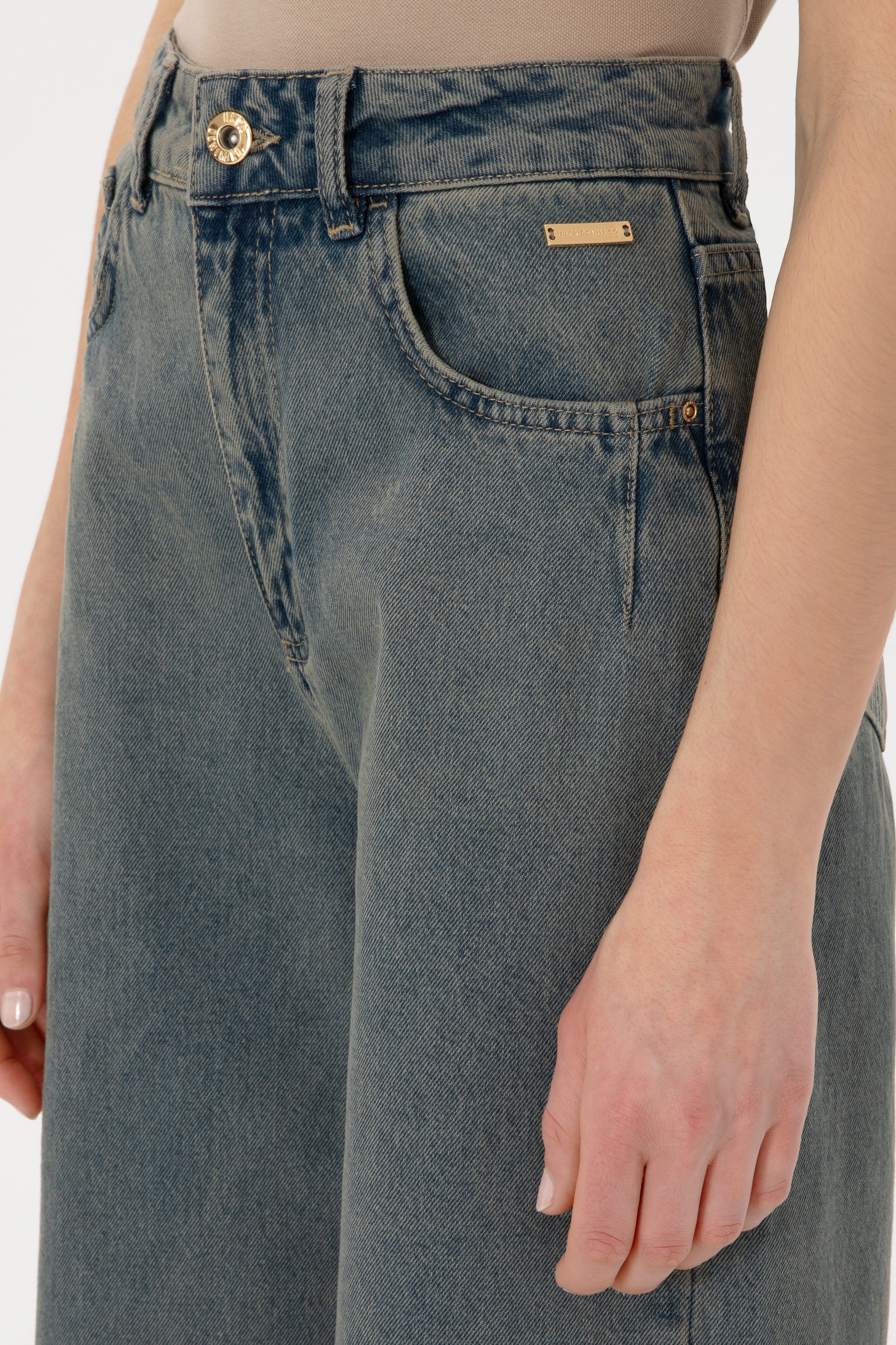 Kadın Yeşil Loose Fit Jean Pantolon - Image 5