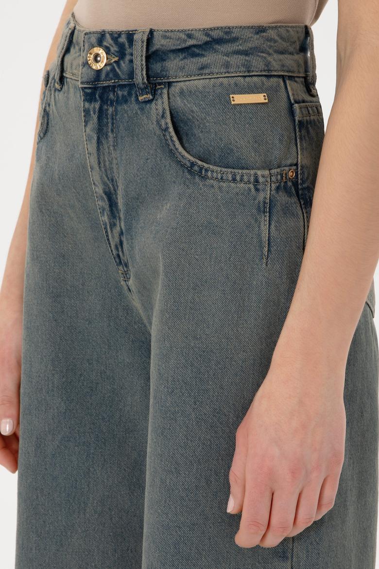 Kadın Yeşil Loose Fit Jean Pantolon - 50304335003