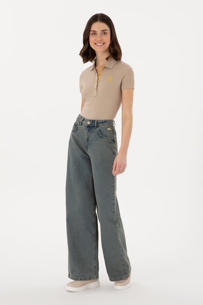 Kadın Yeşil Loose Fit Jean Pantolon