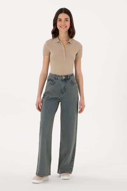 Kadın Yeşil Loose Fit Jean Pantolon