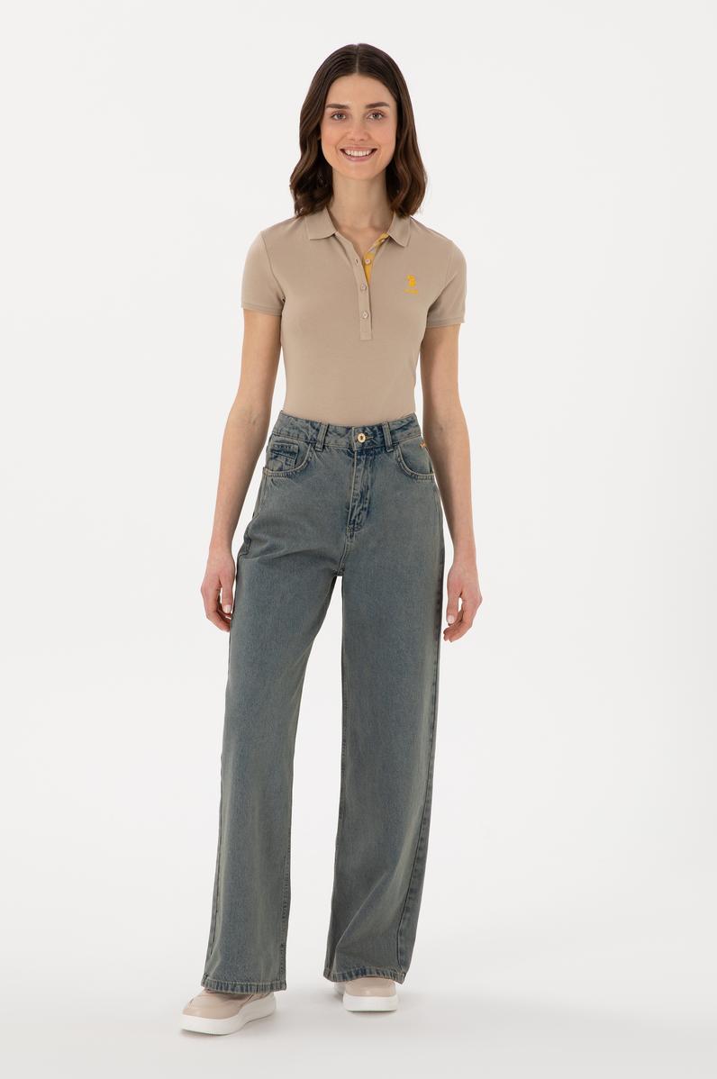 Kadın Yeşil Loose Fit Jean Pantolon