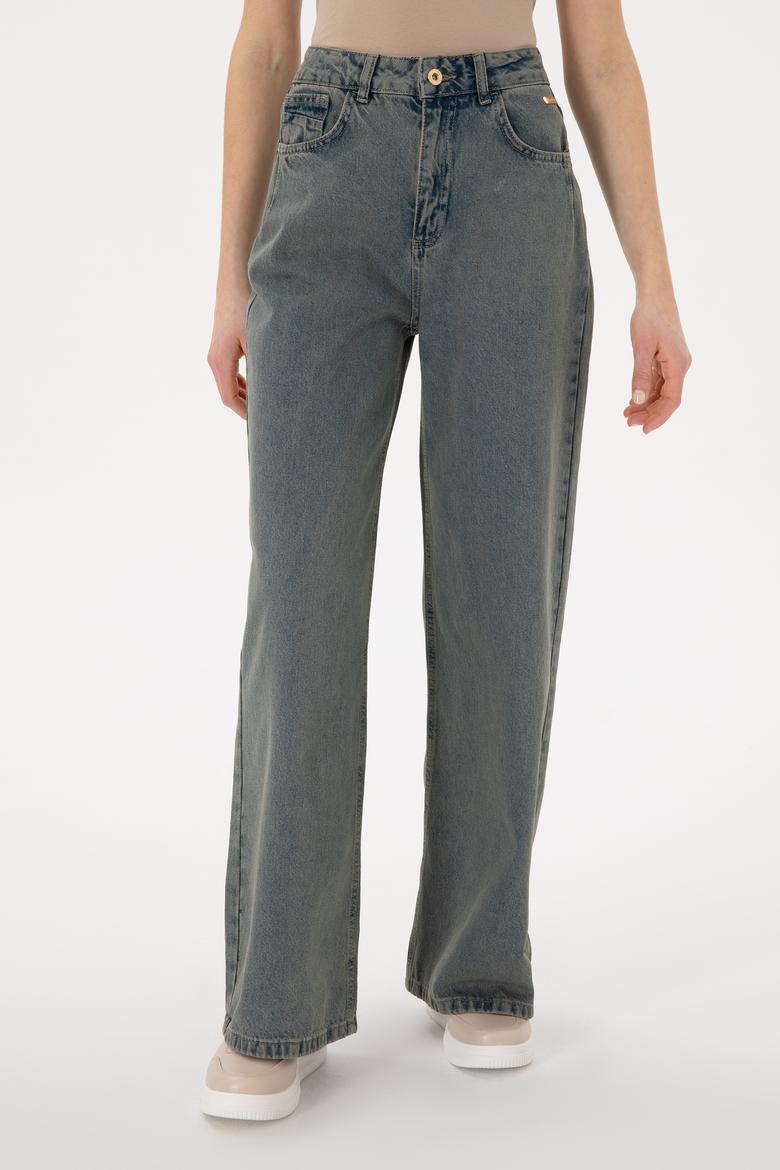 Kadın Yeşil Loose Fit Jean Pantolon - 50304335003