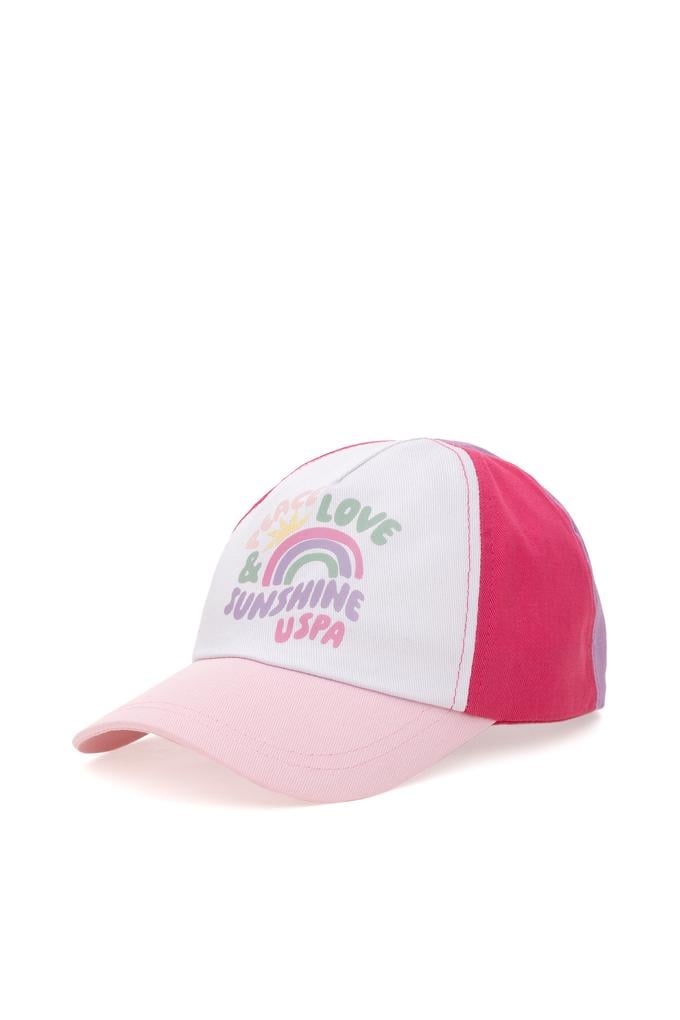 Kız Çocuk Pembe Renkli Kabartma Baskılı Şapka