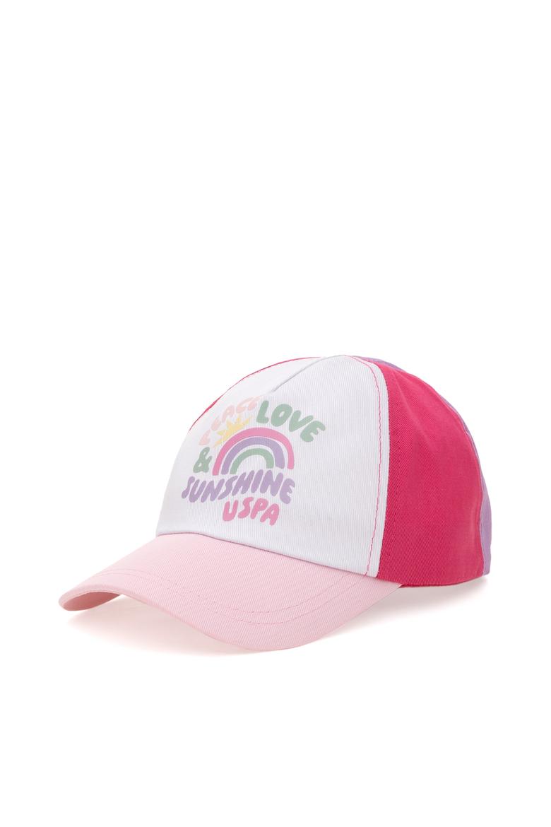 Kız Çocuk Pembe Renkli Kabartma Baskılı Şapka