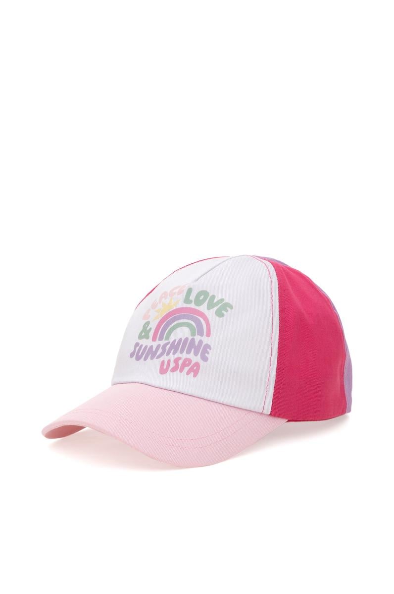 Kız Çocuk Pembe Renkli Kabartma Baskılı Şapka