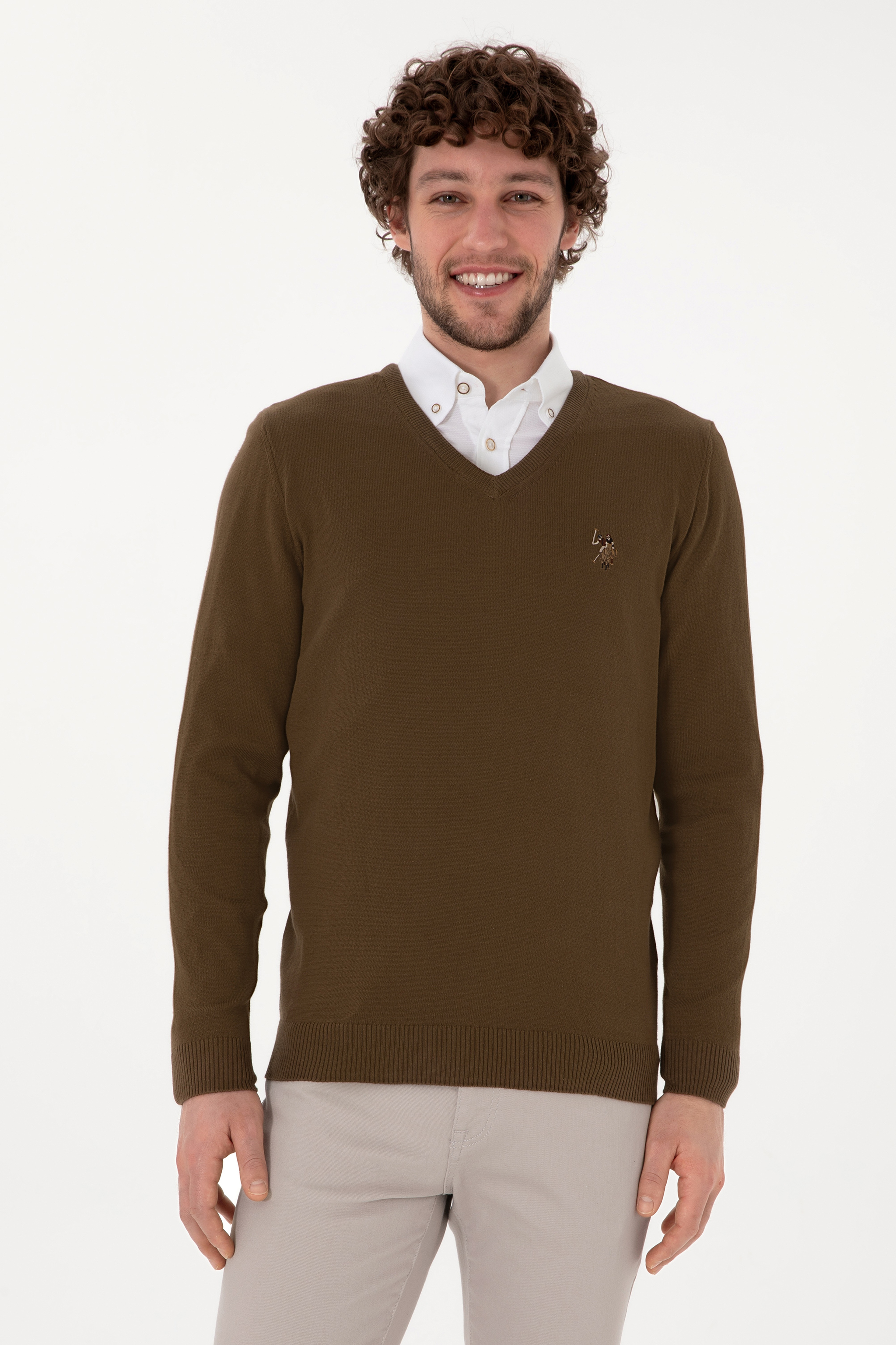 Erkek Haki Basic Kazak - Image 1