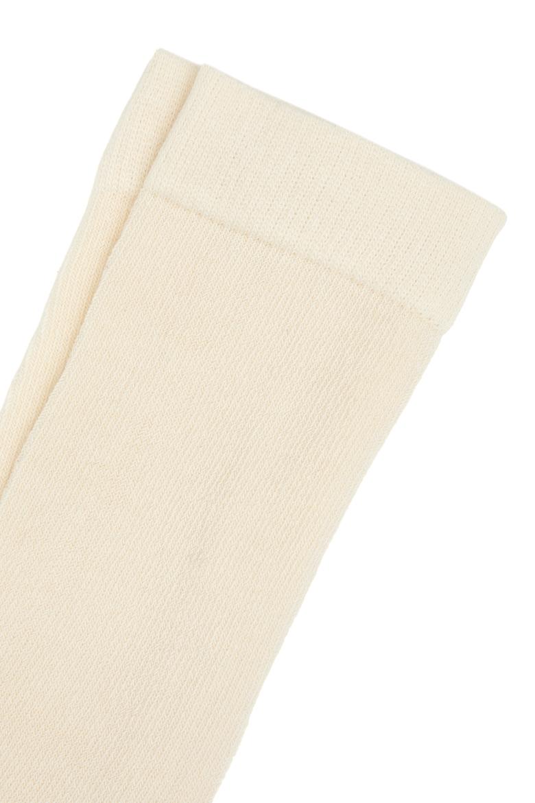 Kız Çocuk Ekru Zincir Örgü Dokulu Külotlu Çorap - 50295796001