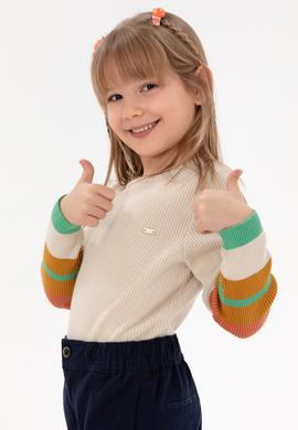 Kız Çocuk Krem Bisiklet Yaka Kazak - 50297224006