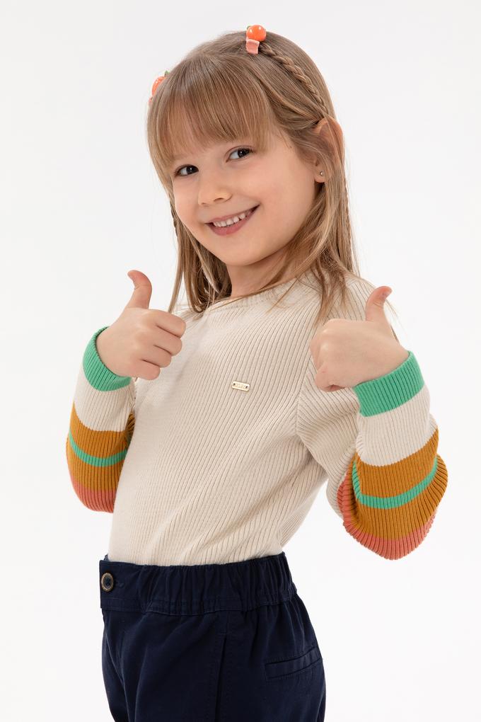 Kız Çocuk Krem Bisiklet Yaka Kazak