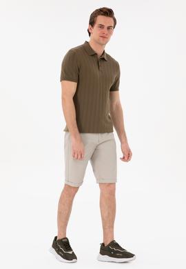 Erkek Slim Fit Polo Yaka Haki Triko Tişört - 50306474001