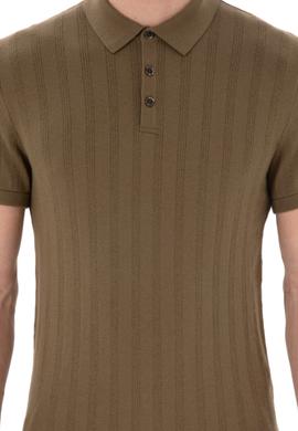 Erkek Slim Fit Polo Yaka Haki Triko Tişört - 50306474001