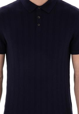 Erkek Slim Fit Polo Yaka Lacivert Triko Tişört - 50306474016