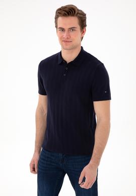 Erkek Slim Fit Polo Yaka Lacivert Triko Tişört - 50306474016