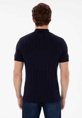 Erkek Slim Fit Polo Yaka Lacivert Triko Tişört - 50306474016