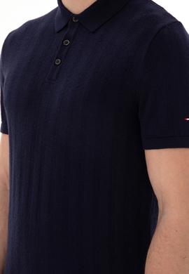 Erkek Slim Fit Polo Yaka Lacivert Triko Tişört - 50306474016