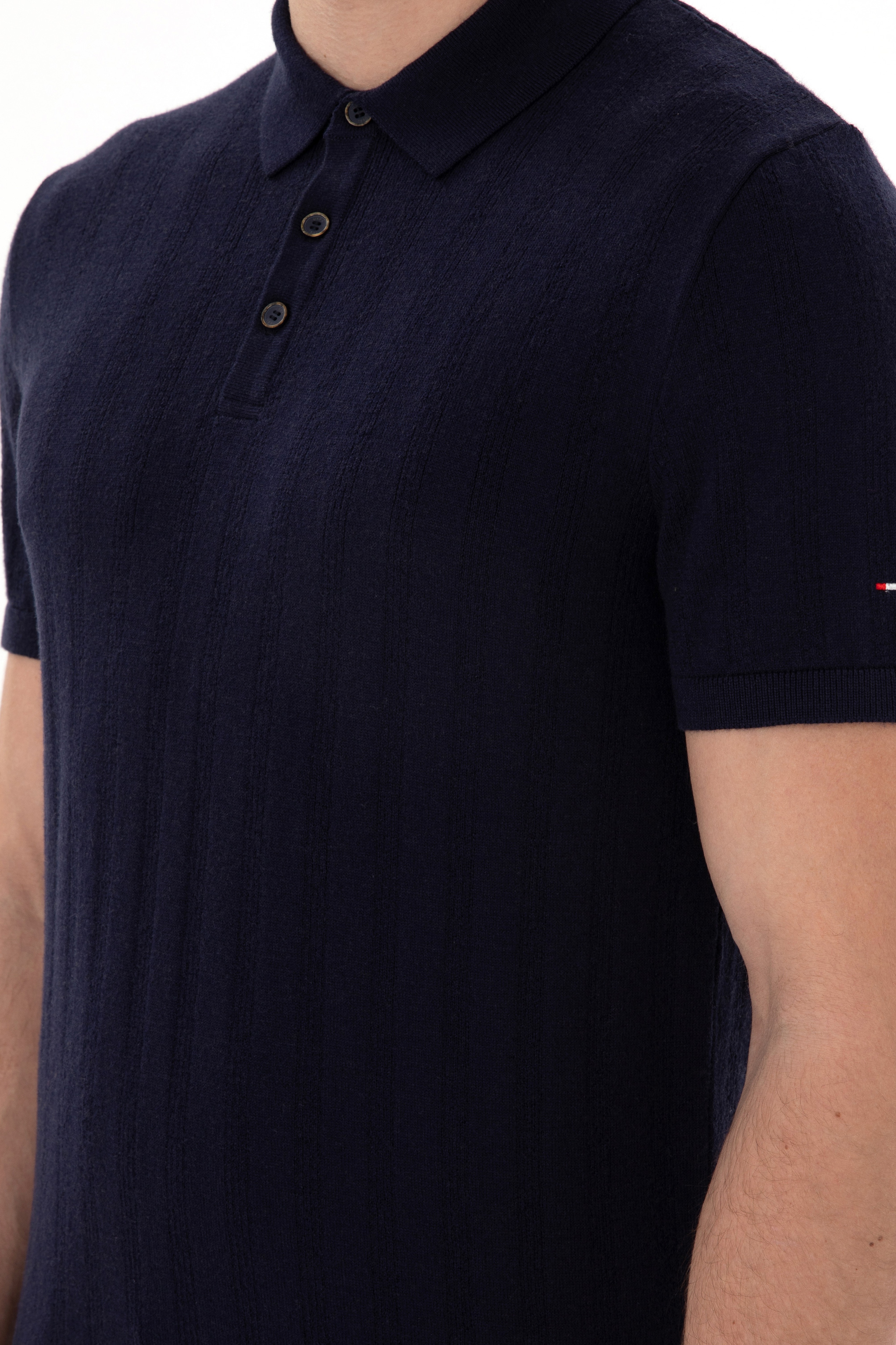 Erkek Slim Fit Polo Yaka Lacivert Triko Tişört - Image 7