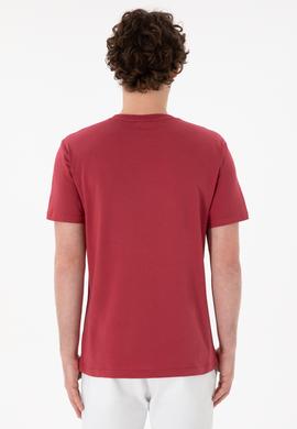 Erkek Regular Fit Bisiklet Yaka Vişne Basic Tişört - 50305985208