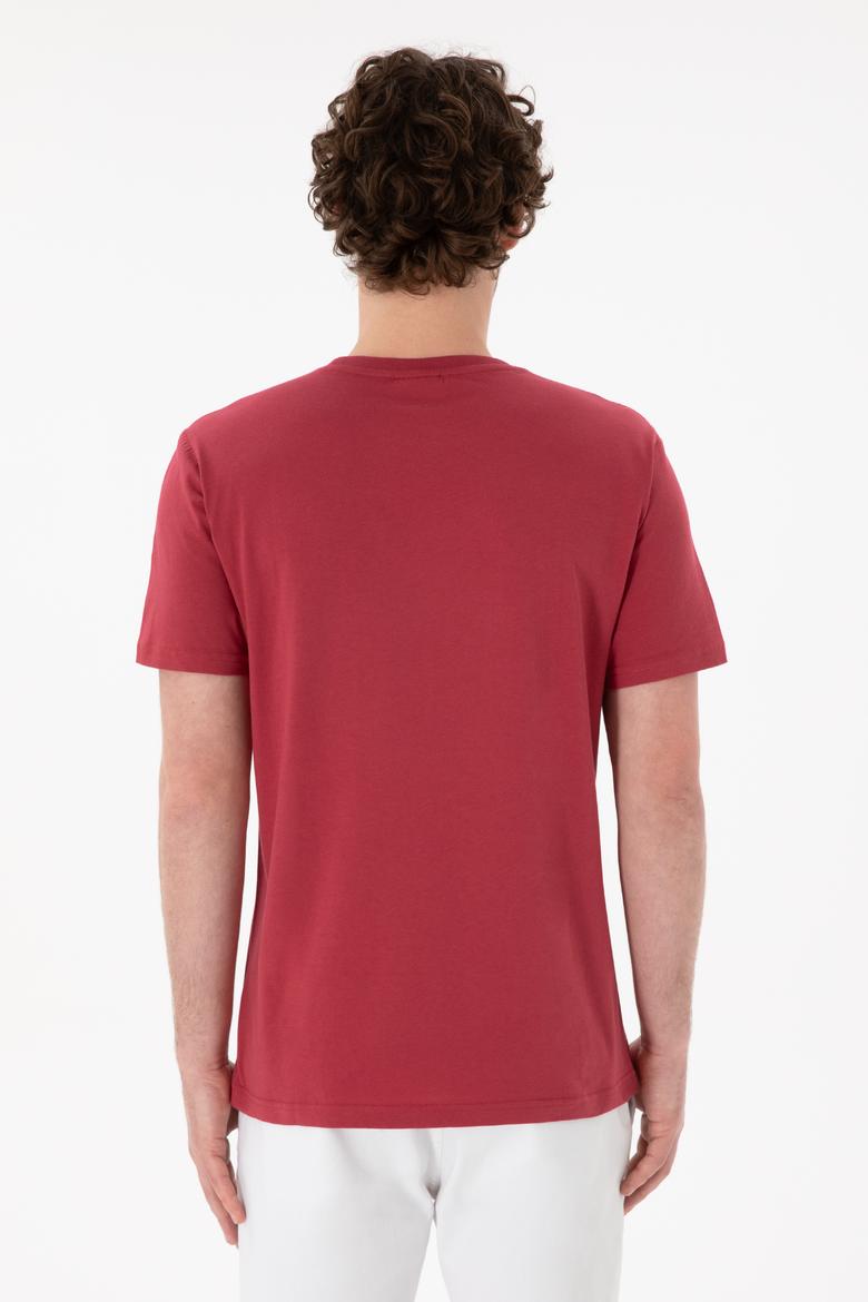 Erkek Regular Fit Bisiklet Yaka Vişne Basic Tişört - 50305985208