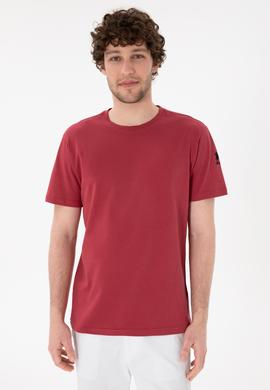 Erkek Regular Fit Bisiklet Yaka Vişne Basic Tişört - 50305985208