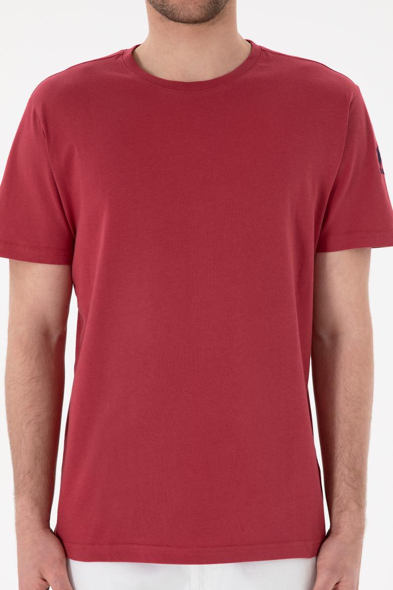 Erkek Regular Fit Bisiklet Yaka Vişne Basic Tişört - 50305985208