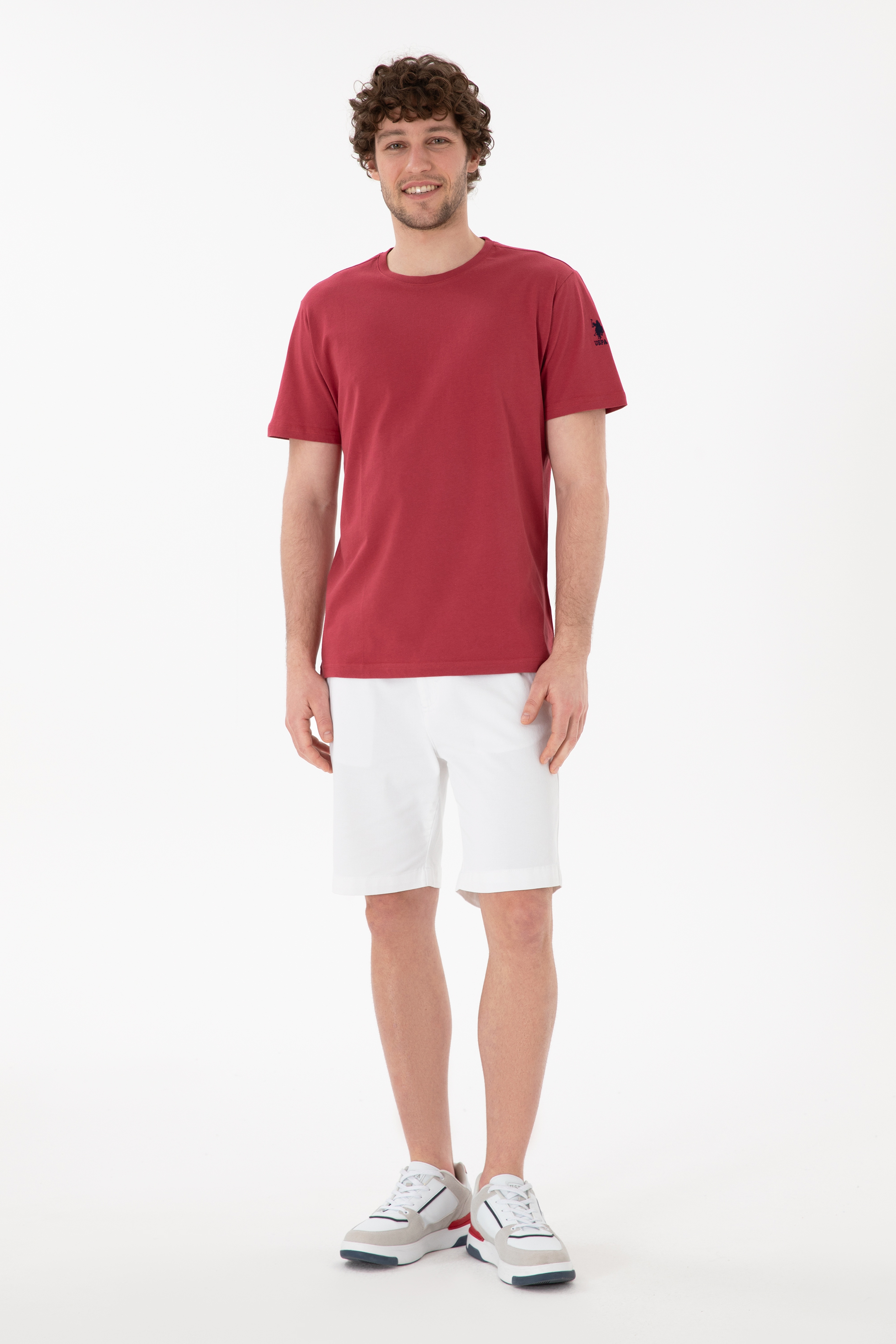 Erkek Regular Fit Bisiklet Yaka Vişne Basic Tişört