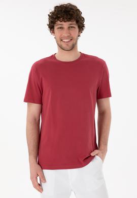 Erkek Regular Fit Bisiklet Yaka Vişne Basic Tişört - 50305985208