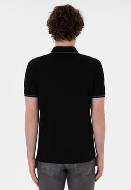 Erkek Slim Fit Polo Yaka Siyah Basic Tişört - 50305980016