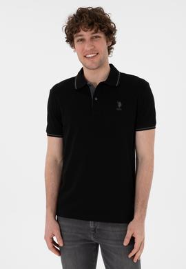 Erkek Slim Fit Polo Yaka Siyah Basic Tişört - 50305980016