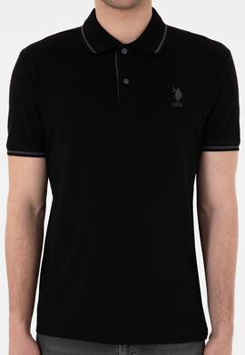 Erkek Slim Fit Polo Yaka Siyah Basic Tişört - 50305980016