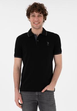 Erkek Slim Fit Polo Yaka Siyah Basic Tişört - 50305980016