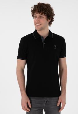 Erkek Slim Fit Polo Yaka Siyah Basic Tişört - 50305980016