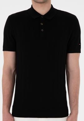Erkek Slim Fit Polo Yaka Siyah Triko Tişört - 50306474023