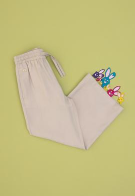 Kız Çocuk Bej Loose Fit Modal Karışımlı Kanvas Pantolon - 50309120011